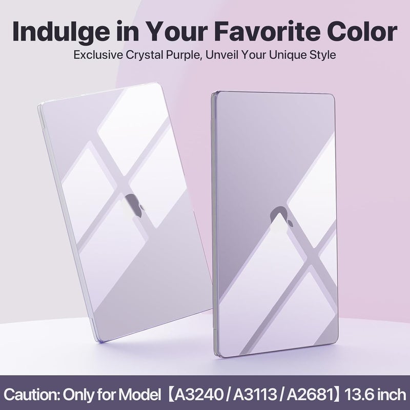 soonjet Compatible with MacBook Air 13 inch Case, Crystal Clear Shell, Fits 2022-2025 M4/M3/M2 Models A3240 A3113 A2681, Color-Matched Transparent Design for All MacBook Air 13.6 inch, Purple - Image 5